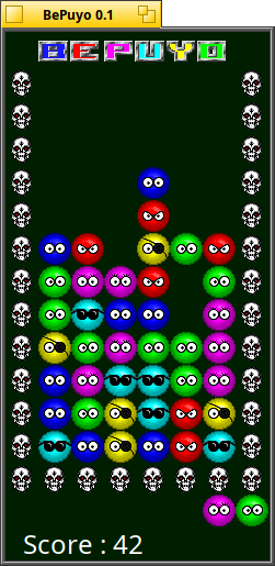 I just came back from vacation and brought a little game project with me,that I worked on in the morning and evening hours.It's a very old code that was laying around at HaikuArchives for years,but didn't work anymore.I fixed compiler errors and bugs and brought it back to a usable state.It's really funny,similar to Tetris,give it a try :) Downloads available at https://codeberg.org/nikisoft/BePuyo/releases/tag/1.0.0