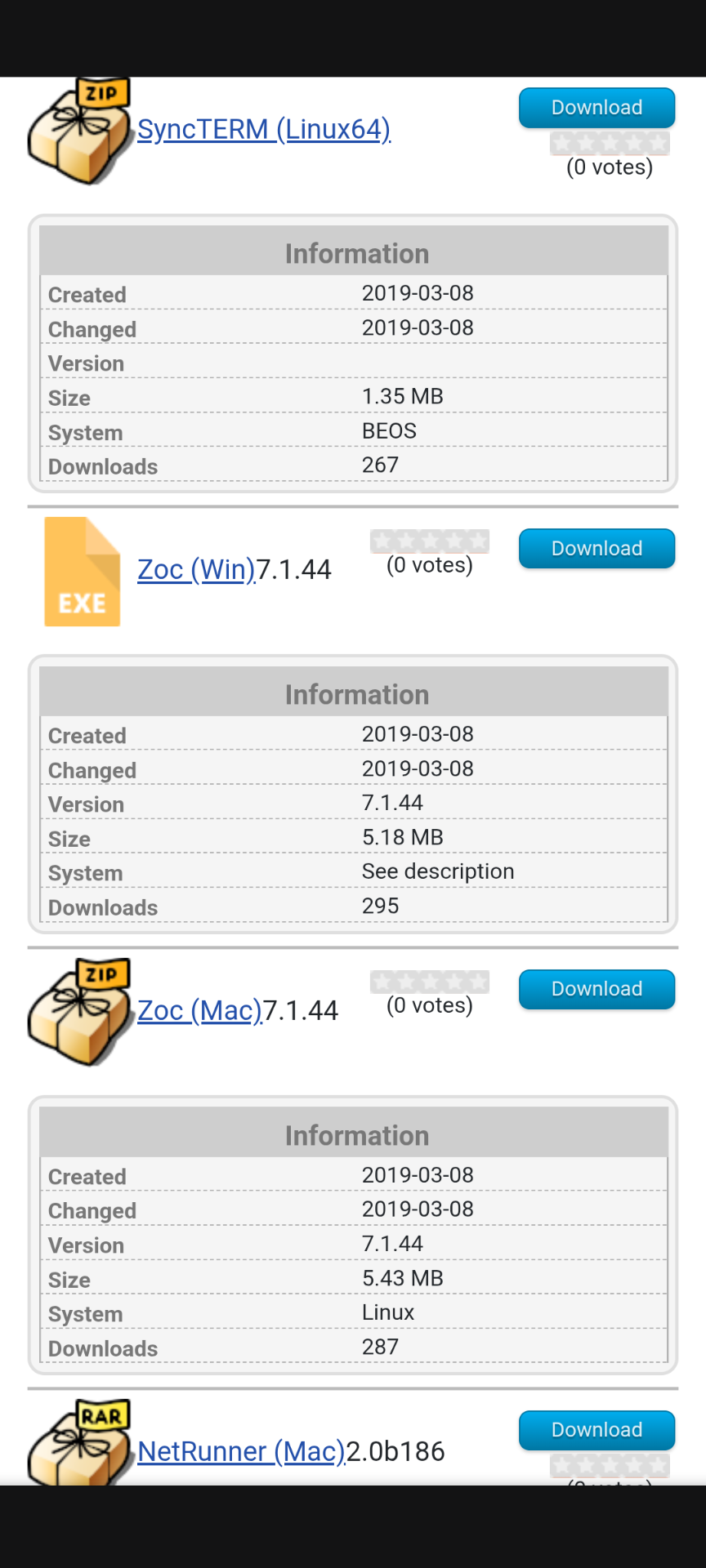 How are the "system" fields populated on the downloads part of this website?